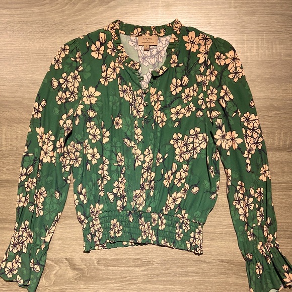 Anthropologie x Kachel Tristan Floral Smocked Blouse (Green) - Picture 3 of 6